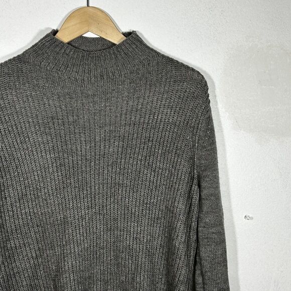 Project Nadaam Sweater Size Medium Gray High Low Hem Mock Neck Knit Minimalist - Picture 5 of 9